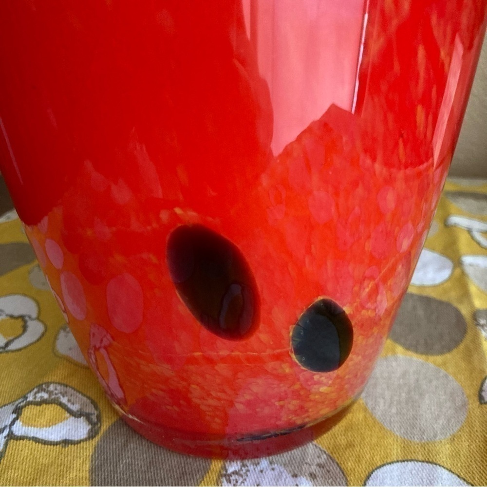 Vintage red and black spotted Murano style vase - Picture 6 of 16